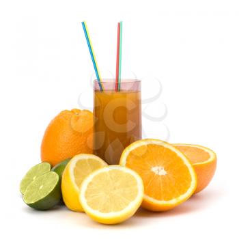 Citrus fruit juice isolated on white background