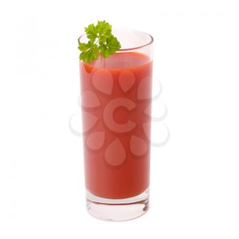 tomato juice glass isolated on white background