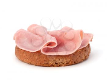 healthy sandwich with smoked ham  isolated on white background