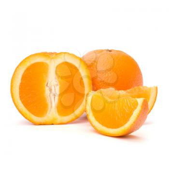 Sliced orange fruit segments  isolated on white background