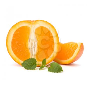 Orange and citron mint leaf isolated on white background