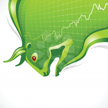 Royalty Free Clipart Image of a Bull and Finance