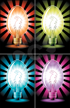 Royalty Free Clipart Image of Easter Light Bulbs
