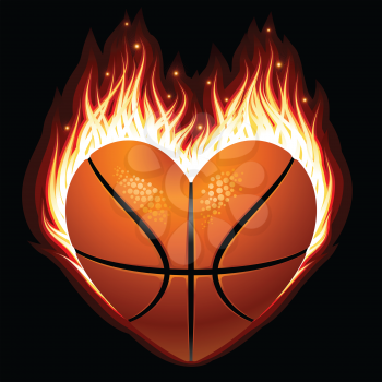 Royalty Free Clipart Image of a Flaming Basketball