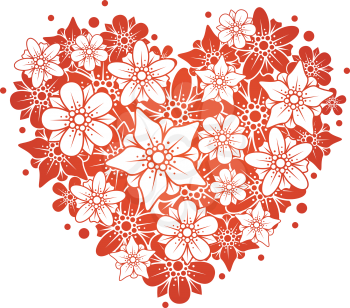 Royalty Free Clipart Image of a Floral Heart