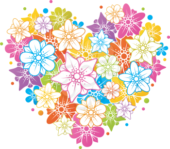 Royalty Free Clipart Image of a Floral Heart