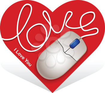 Royalty Free Clipart Image of a Mouse and Heart