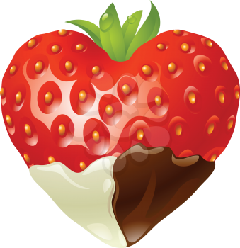 Royalty Free Clipart Image of a Heart Shaped Chocolate Strawberry