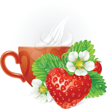 Royalty Free Clipart Image of a Strawberries and a Drink