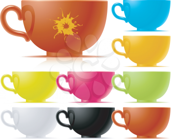 Royalty Free Clipart Image of a Colourful Cup Set