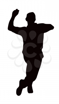 Sport Silhouette - Bowler run-up isolated black image on white background
