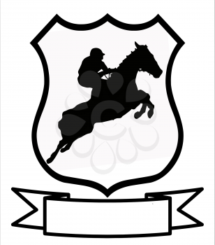 Horse Racing or Show Jumping Sport Emblem Badge Shield Logo Insignia Coat of Arms