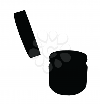 Vector Illustration Small Jar with Open Lid Silhouette Isolation 
