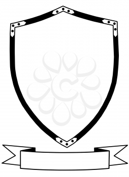 Isolated 16th Century Ceremonial or War Shield  with Banner Vector