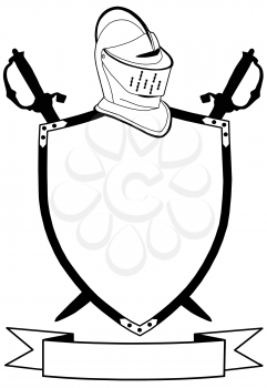 Isolated 16th Century War Shield Swords Banner and Helmet Vector