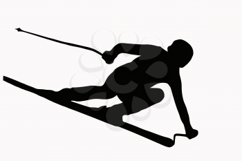Sport Silhouette - Skier speeding down slope
