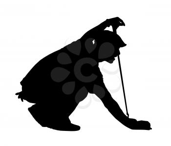Royalty Free Clipart Image of a Golfer Kneeling