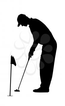 Royalty Free Clipart Image of a Golfer Putting
