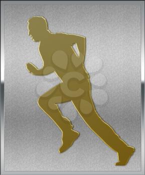 Gold on Silver Cricket Bowler Sport Emblem or Medal