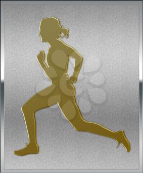 Gold on Silver Athletics Sport Emblem or Medal