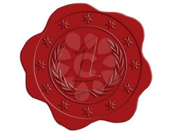 First Place Red Wax Seal with Star and Laurel Border 