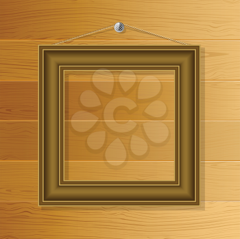 Royalty Free Clipart Image of a Frame on a Wooden Wall
