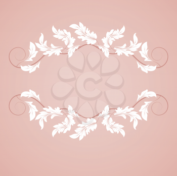 Royalty Free Clipart Image of a Pink Frame With Leaves
