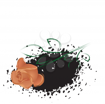 Royalty Free Clipart Image of a Grunge Background With an Orange Rose