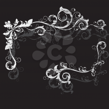 Royalty Free Clipart Image of a Grunge Frame With Flourishes