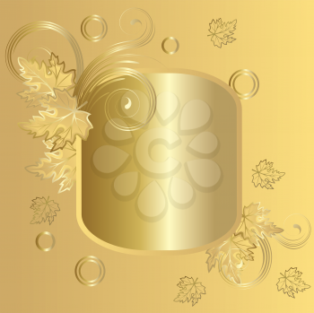 Royalty Free Clipart Image of a Gold Frame on a Gold Background With Flourishes