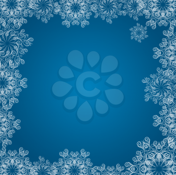Royalty Free Clipart Image of a Dark Blue Background With Snowflakes