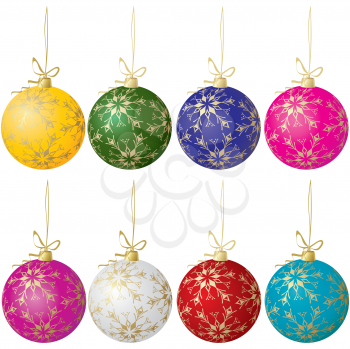 Royalty Free Clipart Image of Sets of Hanging Ornaments