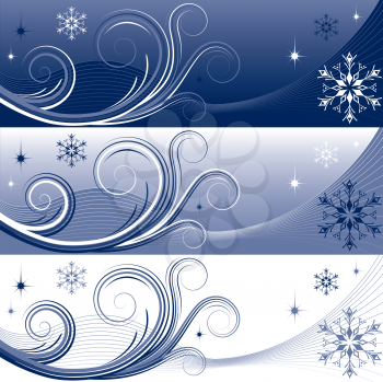 Royalty Free Clipart Image of Snowflake Headers