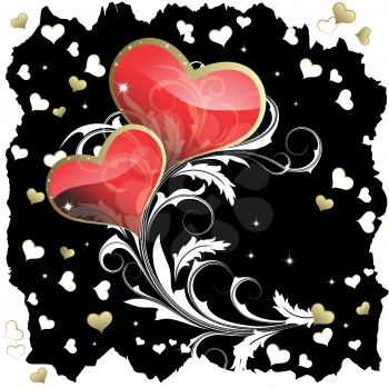 Royalty Free Clipart Image of a Pair of Hearts