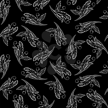 Royalty Free Clipart Image of a Leafy Black Background