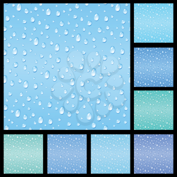 Royalty Free Clipart Image of a Set of Raindrop Backgrounds