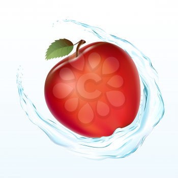 Royalty Free Clipart Image of a Red Apple in Water