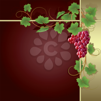 Royalty Free Clipart Image of a Grapevine Border on Burgundy
