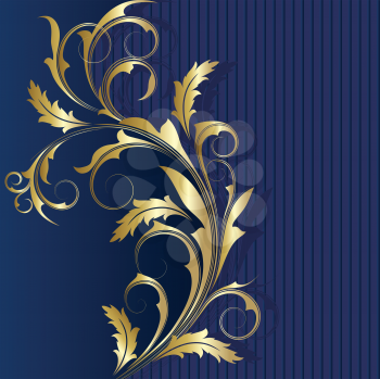 Royalty Free Clipart Image of a Flourish on Blue