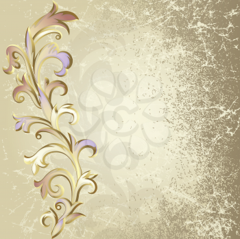 Royalty Free Clipart Image of a Brown Background With a Side Flourish