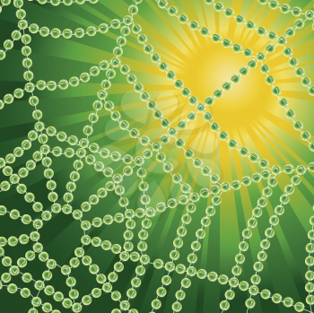 Royalty Free Clipart Image of Sun and a Spiderweb