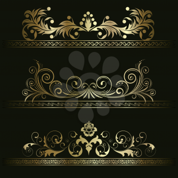 Royalty Free Clipart Image of a Set of Gold Frames