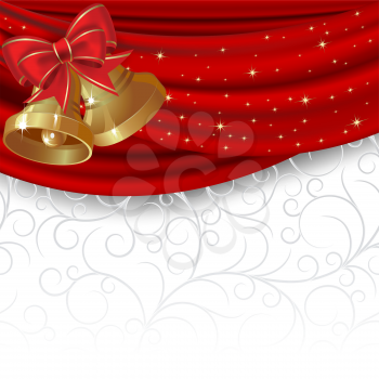 Royalty Free Clipart Image of a Red and White Background With Bells