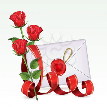 Royalty Free Clipart Image of Roses and an Envelope