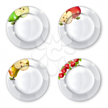 Collection of plates  on a white background. Mesh. Clipping Mask. This file contains transparency.