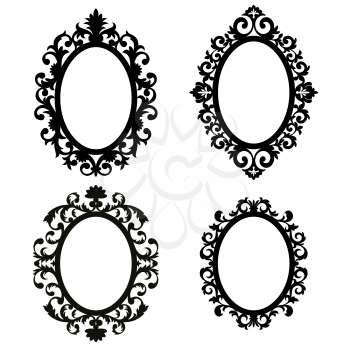  Mirror frames. Black and white. Isolated.