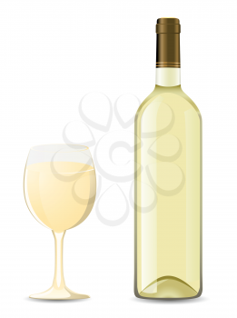 Royalty Free Clipart Image of a Bottle of White Wine and a Wineglass
