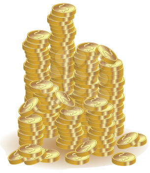 Royalty Free Clipart Image of a Stack of Gold Coins