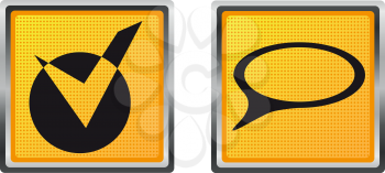 Royalty Free Clipart Image of a Speech Bubble and Checkmark Icon