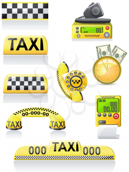 Royalty Free Clipart Image of Taxi Items